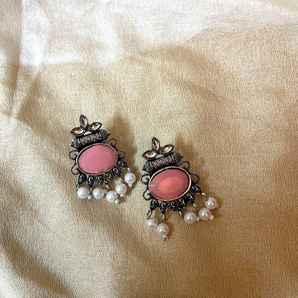 Indian silver pink jewellery